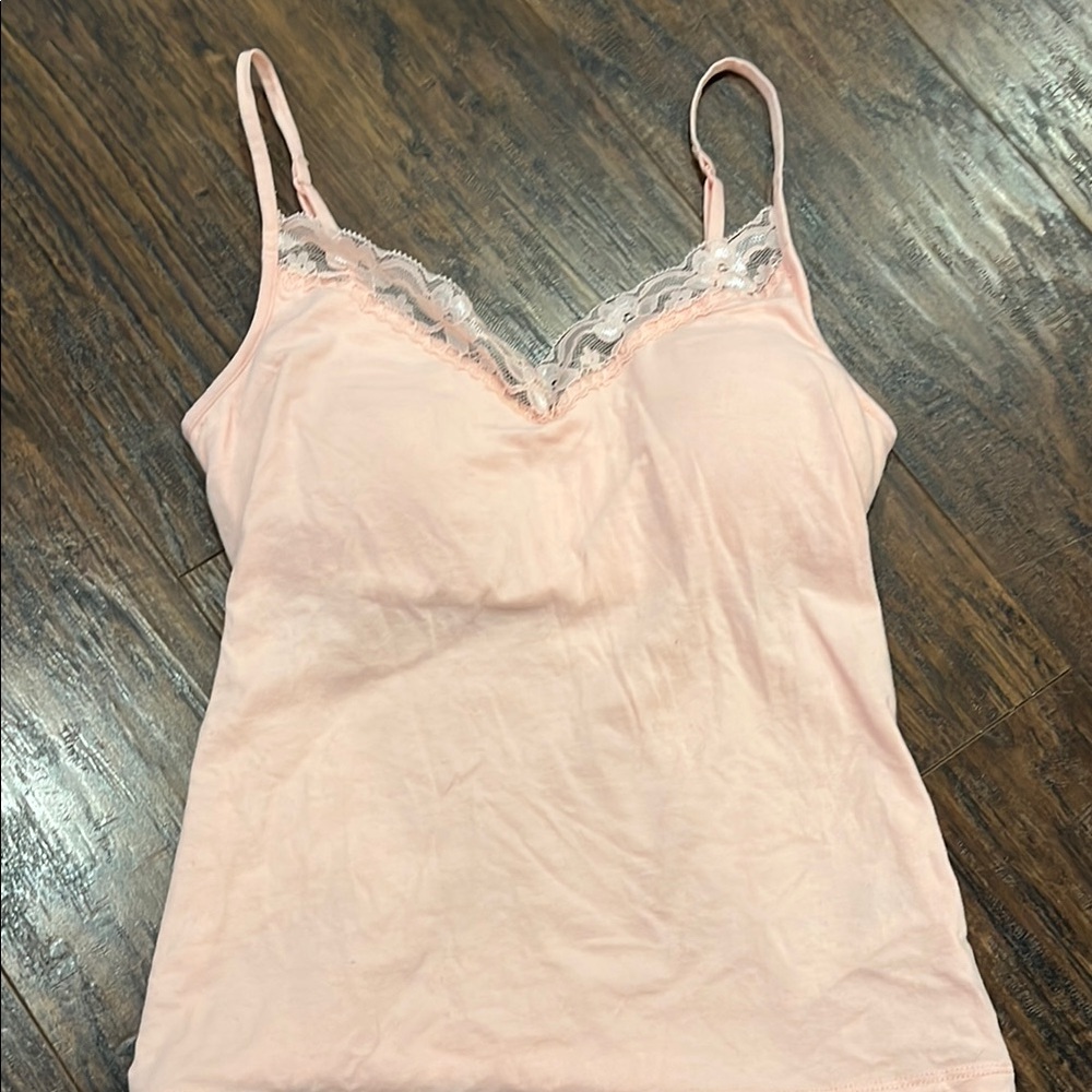 No Boundaries Pink Lace Trim Tank Top